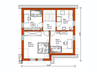 Massivhaus Einfamilienhaus 325 von WEIOTT-Massiv-Haus, Satteldach-Klassiker Grundriss 2