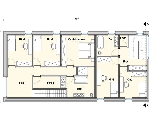 Fertighaus Zweifamilienhaus KW von Weizenegger Schlüsselfertig ab 800000€, Satteldach-Klassiker Grundriss 2