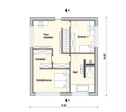 Fertighaus Haus LB von Weizenegger Schlüsselfertig ab 430000€, Pultdachhaus Grundriss 2