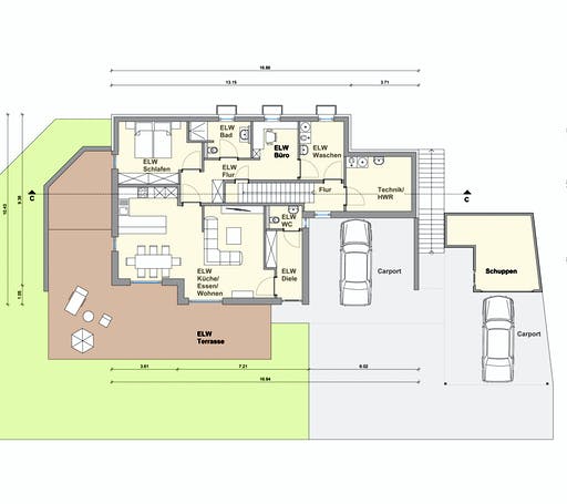 Fertighaus Zweifamilienhaus RG von Weizenegger Schlüsselfertig ab 540000€, Satteldach-Klassiker Grundriss 1