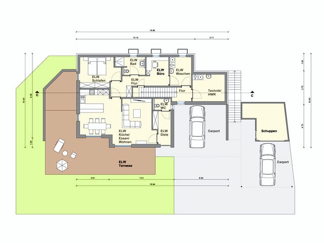 Fertighaus Zweifamilienhaus RG von Weizenegger Schlüsselfertig ab 540000€, Satteldach-Klassiker Grundriss 1