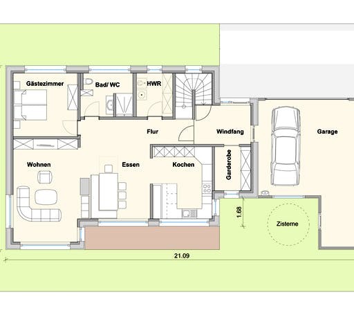 Fertighaus Haus SB von Weizenegger Schlüsselfertig ab 680000€, Pultdachhaus Grundriss 1