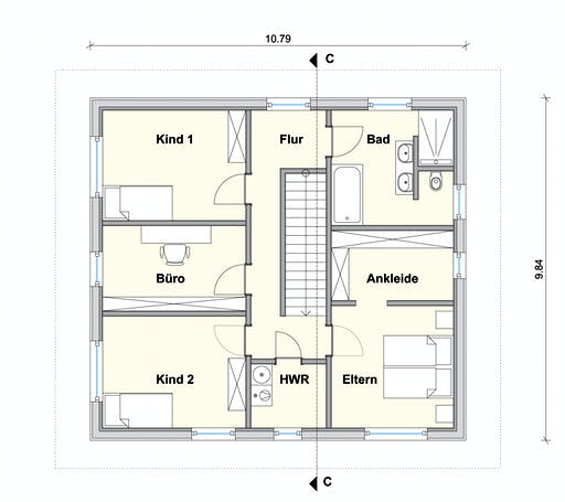 Fertighaus Haus SO von Weizenegger Schlüsselfertig ab 430000€, Satteldach-Klassiker Grundriss 2