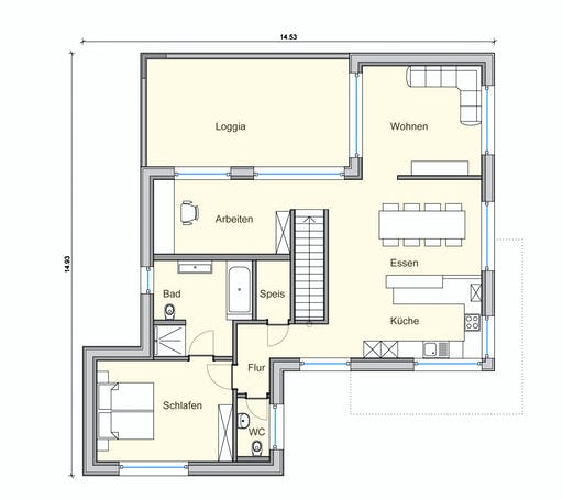 Fertighaus Haus mit Gewerbe WPBW von Weizenegger Schlüsselfertig ab 530000€, Cubushaus Grundriss 2