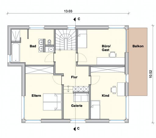 Fertighaus Haus mit Einliegerwohnung WW von Weizenegger Schlüsselfertig ab 650000€, Satteldach-Klassiker Grundriss 2