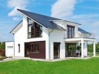Fertighaus Ausstellungshaus Wenden-Hünsborn von WeberHaus Schlüsselfertig ab 393000€, Pultdachhaus Außenansicht 1