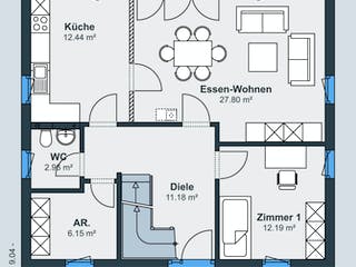 Fertighaus Ausstellungshaus Wenden-Hünsborn - Balance 200 von WeberHaus Schlüsselfertig ab 243000€, Grundriss 1