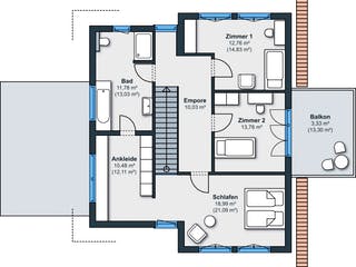 Fertighaus Ausstellungshaus Wenden-Hünsborn von WeberHaus Schlüsselfertig ab 393000€, Pultdachhaus Grundriss 2