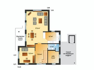 Fertighaus Westerland - Winkelhaus im Landhausstil von Danhaus Deutschland SchlĂŒsselfertig ab 474901âŹ, Grundriss 1