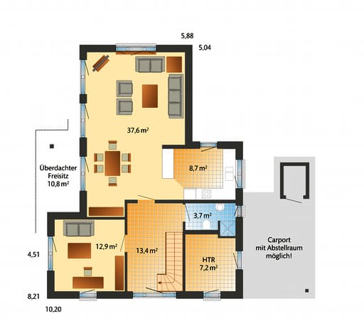 Fertighaus Westerland - Winkelhaus im Landhausstil von Danhaus Schlüsselfertig ab 315895€, Satteldach-Klassiker Grundriss 1