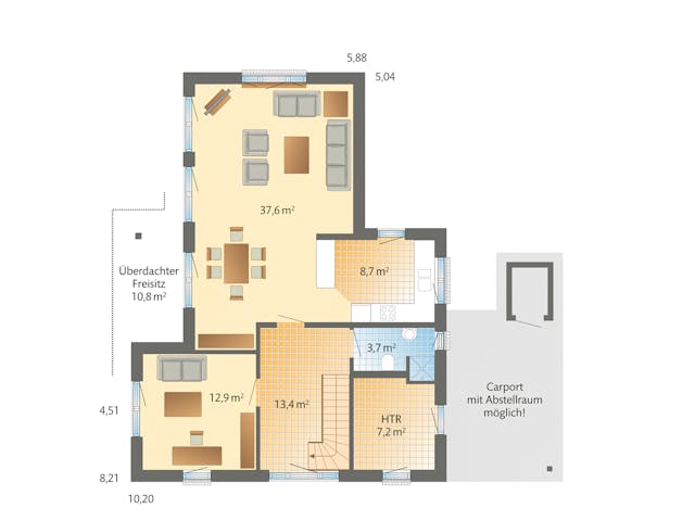 Fertighaus Westerland - Winkelhaus im Landhausstil von Danhaus Deutschland Schlüsselfertig ab 474901€, Grundriss 1