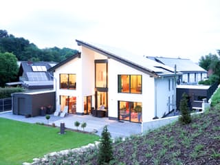 Fertighaus Westfalen von Becker 360 Schlüsselfertig ab 435400€, Pultdachhaus Außenansicht 2