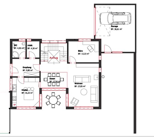 Fertighaus Westfalen von Becker 360 Schlüsselfertig ab 435400€, Pultdachhaus Grundriss 1