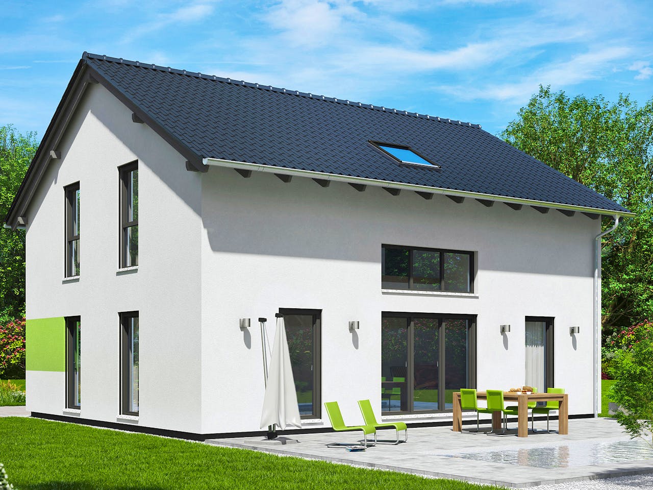 Fertighaus Wien von Fingerhut Haus Schlüsselfertig ab 437280€, Satteldach-Klassiker Außenansicht 1