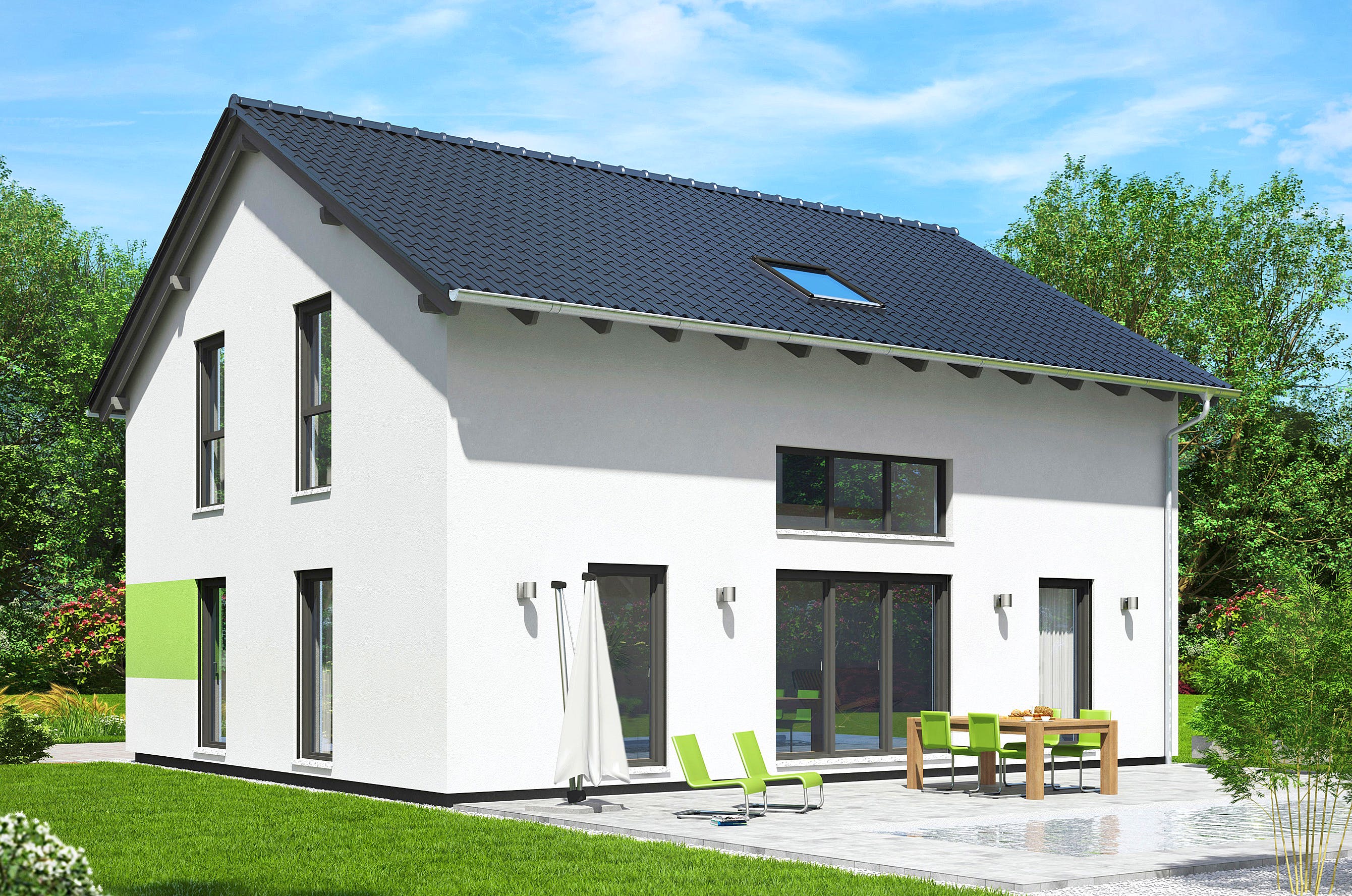 Fertighaus Wien von FINGERHUT-HAUS Schlüsselfertig ab 438691€, Satteldach-Klassiker Außenansicht 1