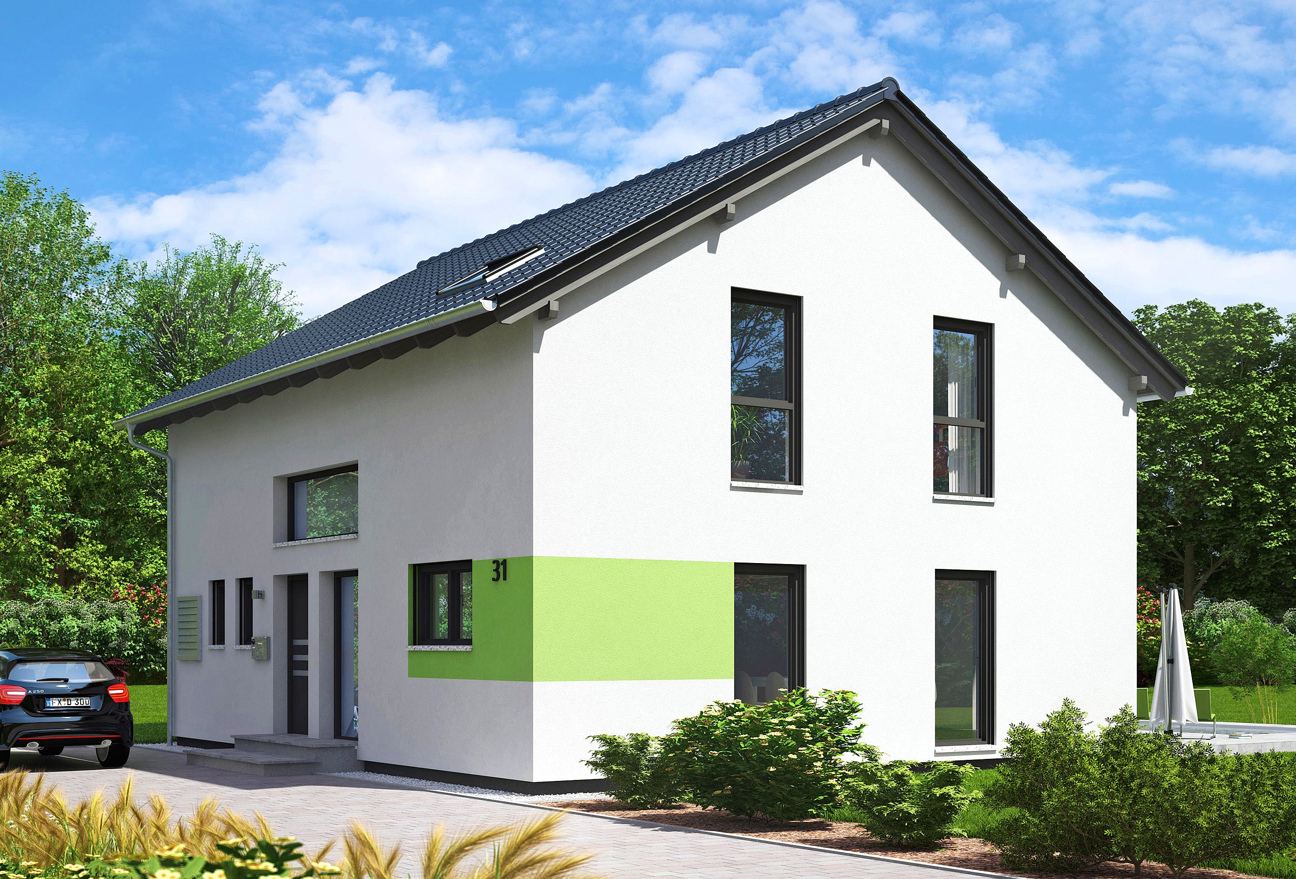 Fertighaus Wien von FINGERHUT-HAUS Schlüsselfertig ab 438691€, Satteldach-Klassiker Außenansicht 2