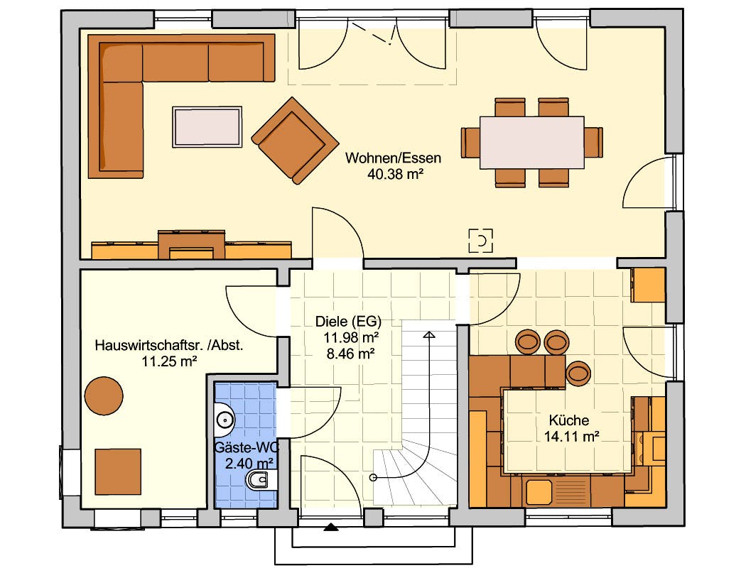 Fertighaus Wien von FINGERHUT-HAUS Schlüsselfertig ab 438691€, Satteldach-Klassiker Grundriss 1