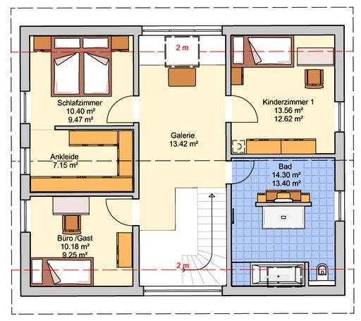 Fertighaus Wien von FINGERHUT-HAUS Schlüsselfertig ab 435694€, Satteldach-Klassiker Grundriss 2