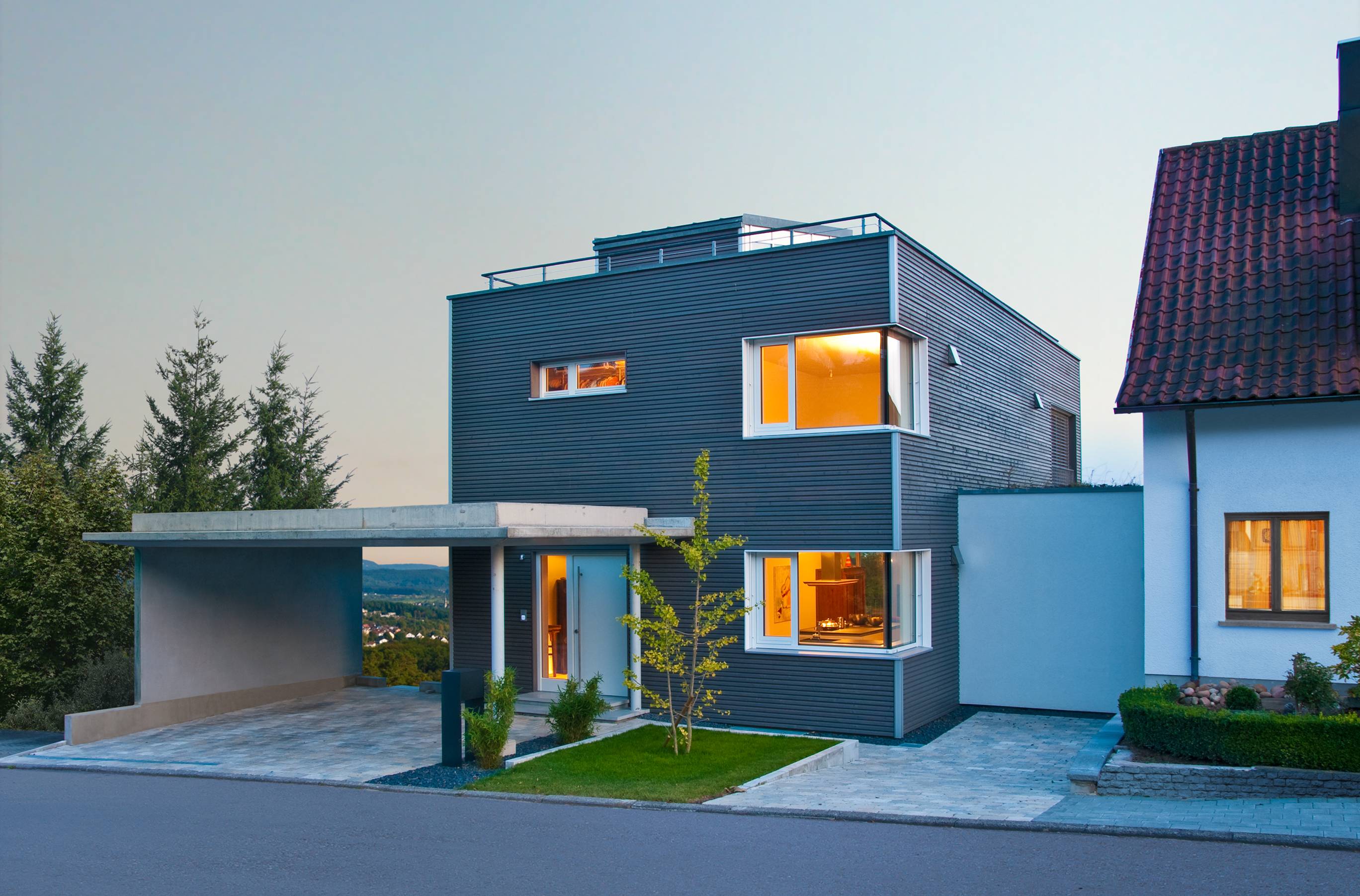 Fertighaus Wiesenhütter - Kundenhaus von Bau-Fritz Schlüsselfertig ab 740000€, Cubushaus Außenansicht 1