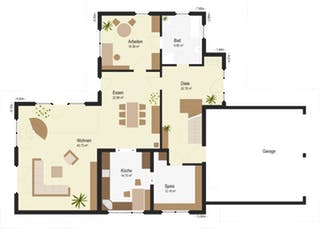 Fertighaus Wiesenweg von Keitel-Haus, Pultdachhaus Grundriss 1