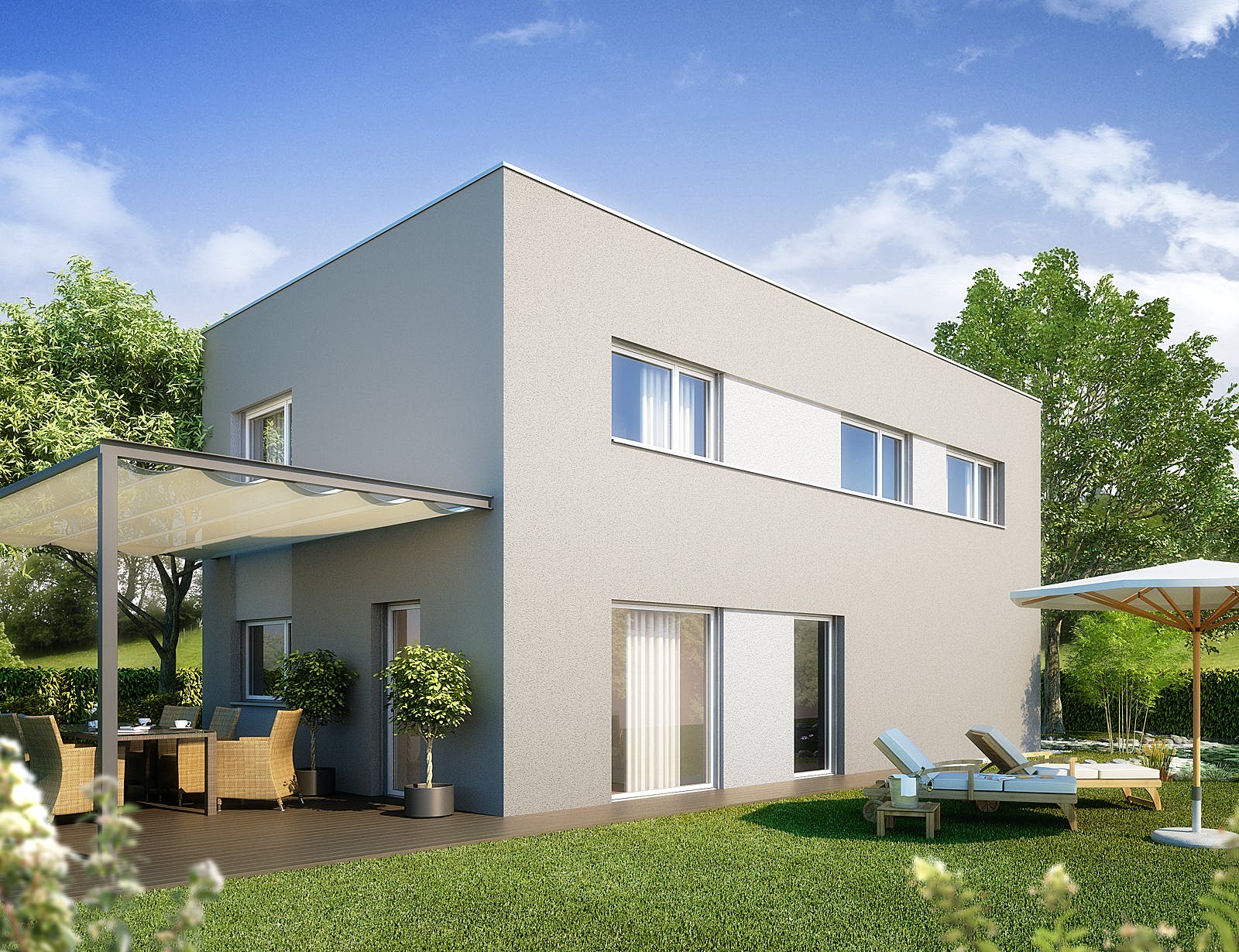 Fertighaus alea® CUBIC PLUS von Wimberger, Cubushaus Außenansicht 1