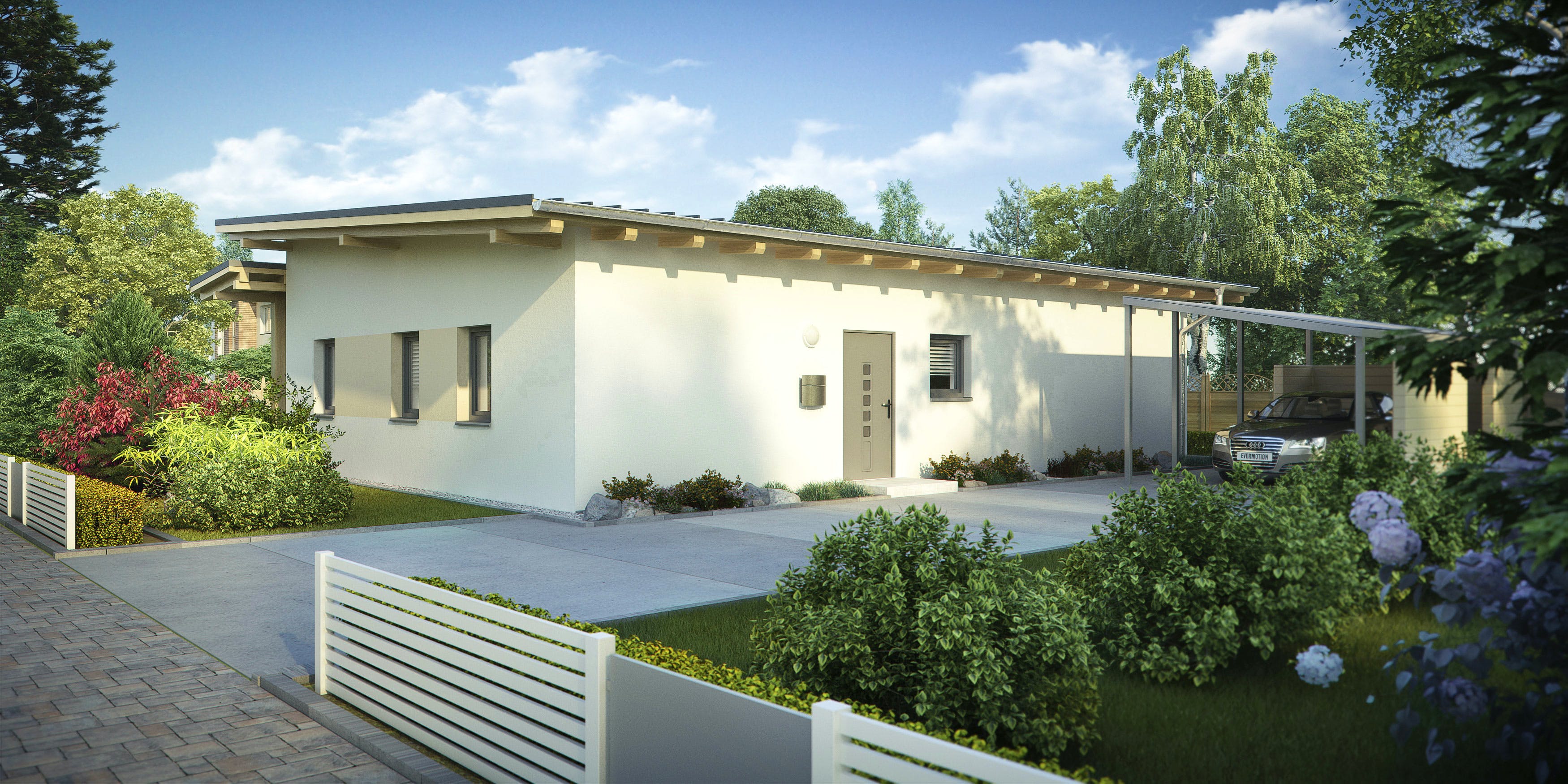 Fertighaus alea® FLAIR 2 von Wimberger, Bungalow Außenansicht 1
