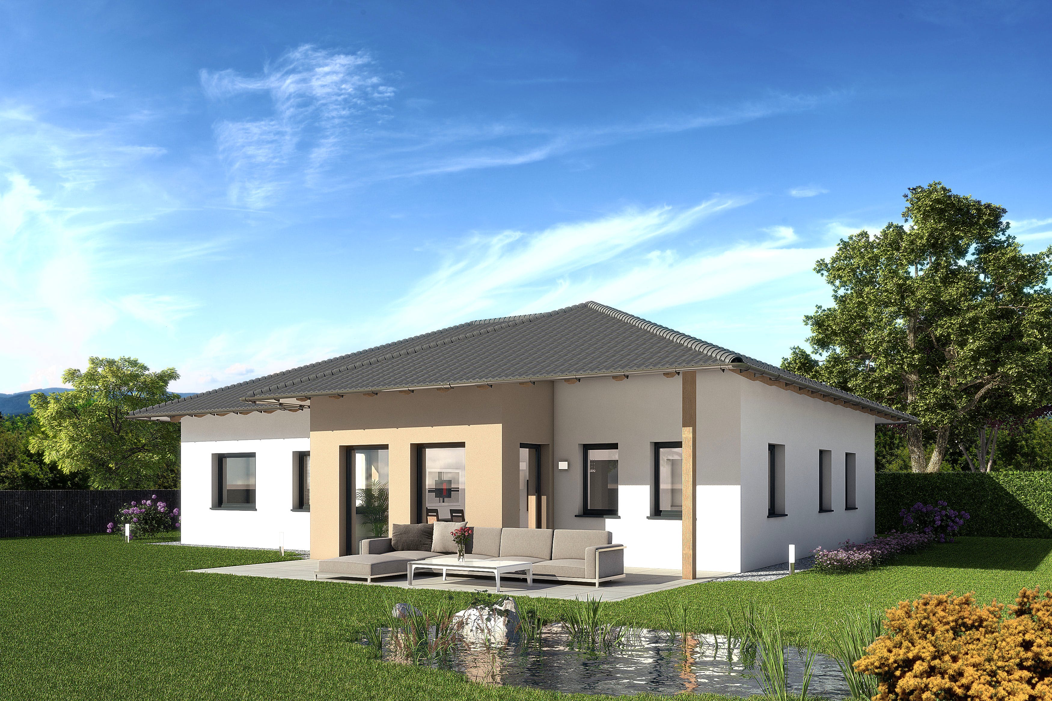 Fertighaus alea® FLAIR 2 von Wimberger, Bungalow Außenansicht 3