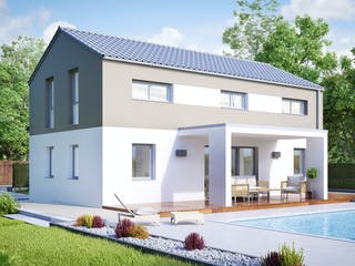 Fertighaus Felicitas von Wimberger, Satteldach-Klassiker Außenansicht 1