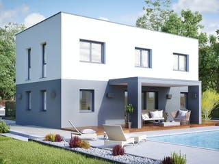 Fertighaus Felicitas von Wimberger, Satteldach-Klassiker Außenansicht 2