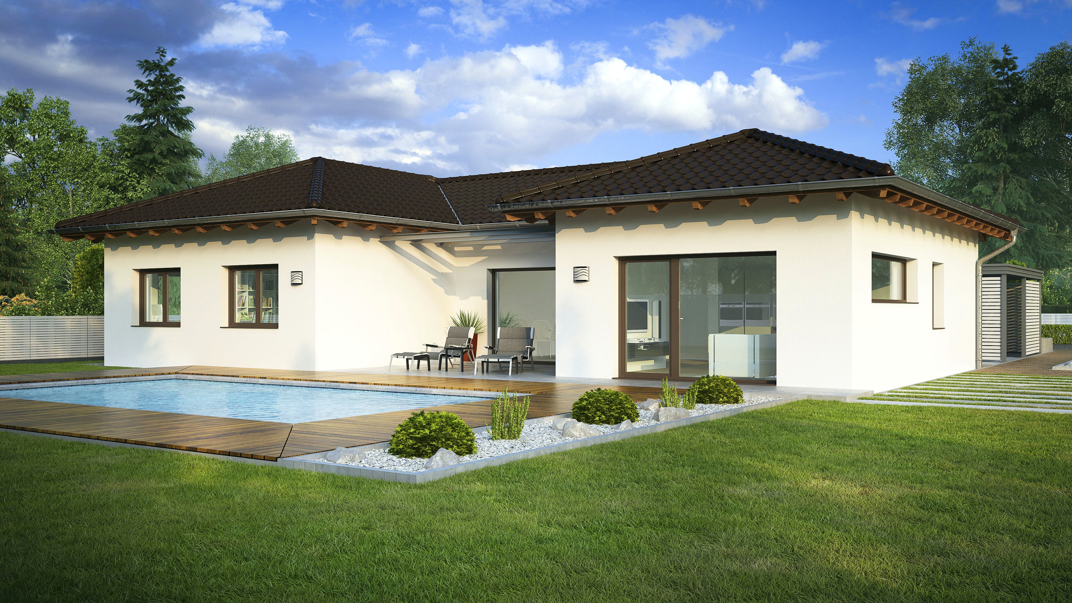 Fertighaus Penta II von Wimberger, Bungalow Außenansicht 1