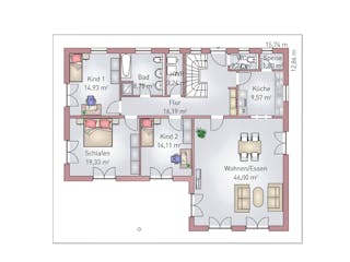Fertighaus Winkelbungalow 140 von HEFA Holz- & Massivhaus Schlüsselfertig ab 265819€, Bungalow Grundriss 1