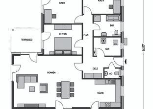 Winkelbungalow 165 Grundriss