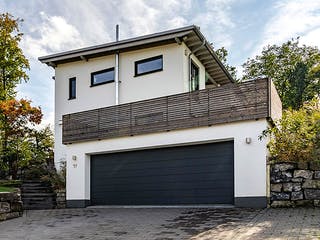 Fertighaus Bauhaus-Stil von Winterhoff, Pultdachhaus Außenansicht 2