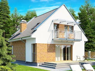 Fertighaus Z 112 von WODEN HAUS Schlüsselfertig ab 255000€, Satteldach-Klassiker Außenansicht 1