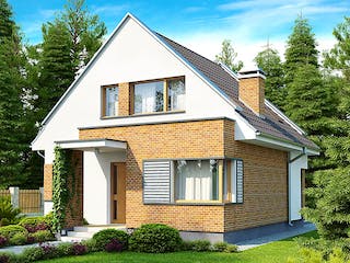 Fertighaus Z 112 von WODEN HAUS Schlüsselfertig ab 255000€, Satteldach-Klassiker Außenansicht 2