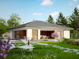 Fertighaus Z 321 von WODEN HAUS Schlüsselfertig ab 297000€, Bungalow Außenansicht 1