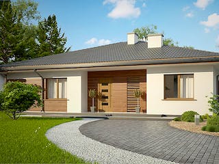 Fertighaus Z 321 von WODEN HAUS Schlüsselfertig ab 297000€, Bungalow Außenansicht 2