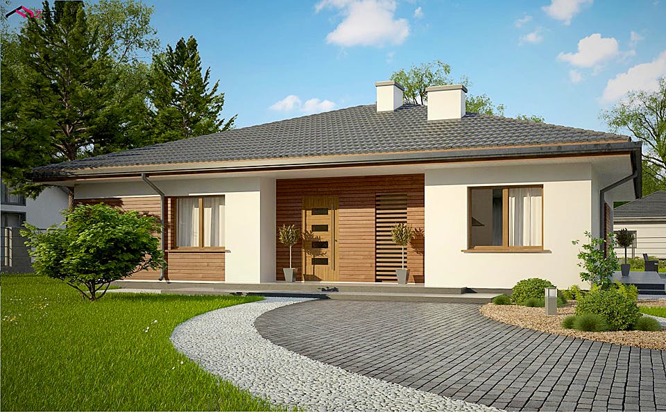 Fertighaus Z 321 von WODEN HAUS Schlüsselfertig ab 297000€, Bungalow Außenansicht 2