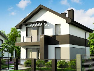 Fertighaus Z 372 von WODEN HAUS Schlüsselfertig ab 254000€, Satteldach-Klassiker Außenansicht 1