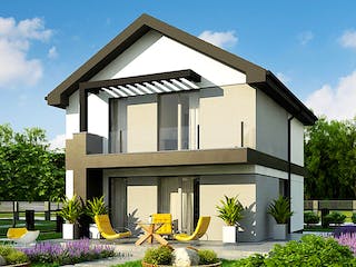 Fertighaus Z 372 von WODEN HAUS Schlüsselfertig ab 254000€, Satteldach-Klassiker Außenansicht 2