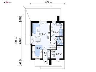 Fertighaus Z 372 von WODEN HAUS Schlüsselfertig ab 254000€, Satteldach-Klassiker Grundriss 1