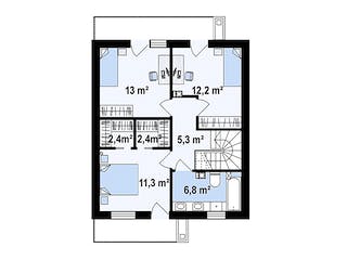 Fertighaus Z 372 von WODEN HAUS Schlüsselfertig ab 254000€, Satteldach-Klassiker Grundriss 2