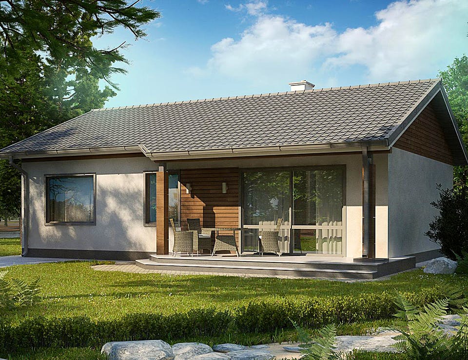 Fertighaus Z 7 D von WODEN HAUS Schlüsselfertig ab 180000€, Bungalow Außenansicht 2