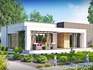 Fertighaus ZX 105 von WODEN HAUS Schlüsselfertig ab 205000€, Bungalow Außenansicht 2