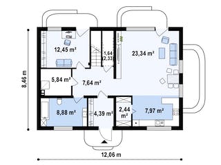 Fertighaus Zx 11 C von WODEN HAUS Schlüsselfertig ab 356000€, Satteldach-Klassiker Grundriss 1