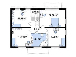 Fertighaus Zx 11 C von WODEN HAUS Schlüsselfertig ab 356000€, Satteldach-Klassiker Grundriss 2