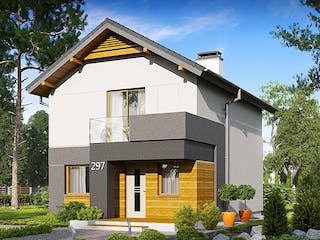 Fertighaus Zx 297 D von WODEN HAUS Schlüsselfertig ab 218000€, Satteldach-Klassiker Außenansicht 2