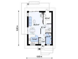 Fertighaus Zx 297 D von WODEN HAUS Schlüsselfertig ab 218000€, Satteldach-Klassiker Grundriss 1