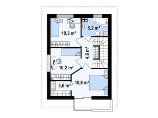 Fertighaus Zx 297 D von WODEN HAUS Schlüsselfertig ab 218000€, Satteldach-Klassiker Grundriss 2