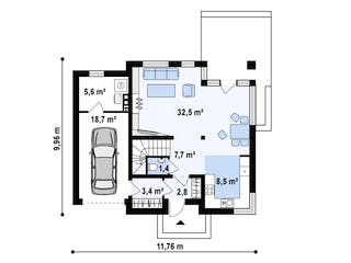 Fertighaus Zx 47 von WODEN HAUS Schlüsselfertig ab 315000€, Stadtvilla Grundriss 1